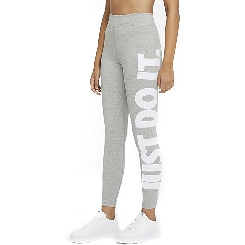 Nike Sportswear EssentialWomen's High-Waisted Graphic Leggings CZ8534-063 (DK Grey Heather/Whit), Size 2XS