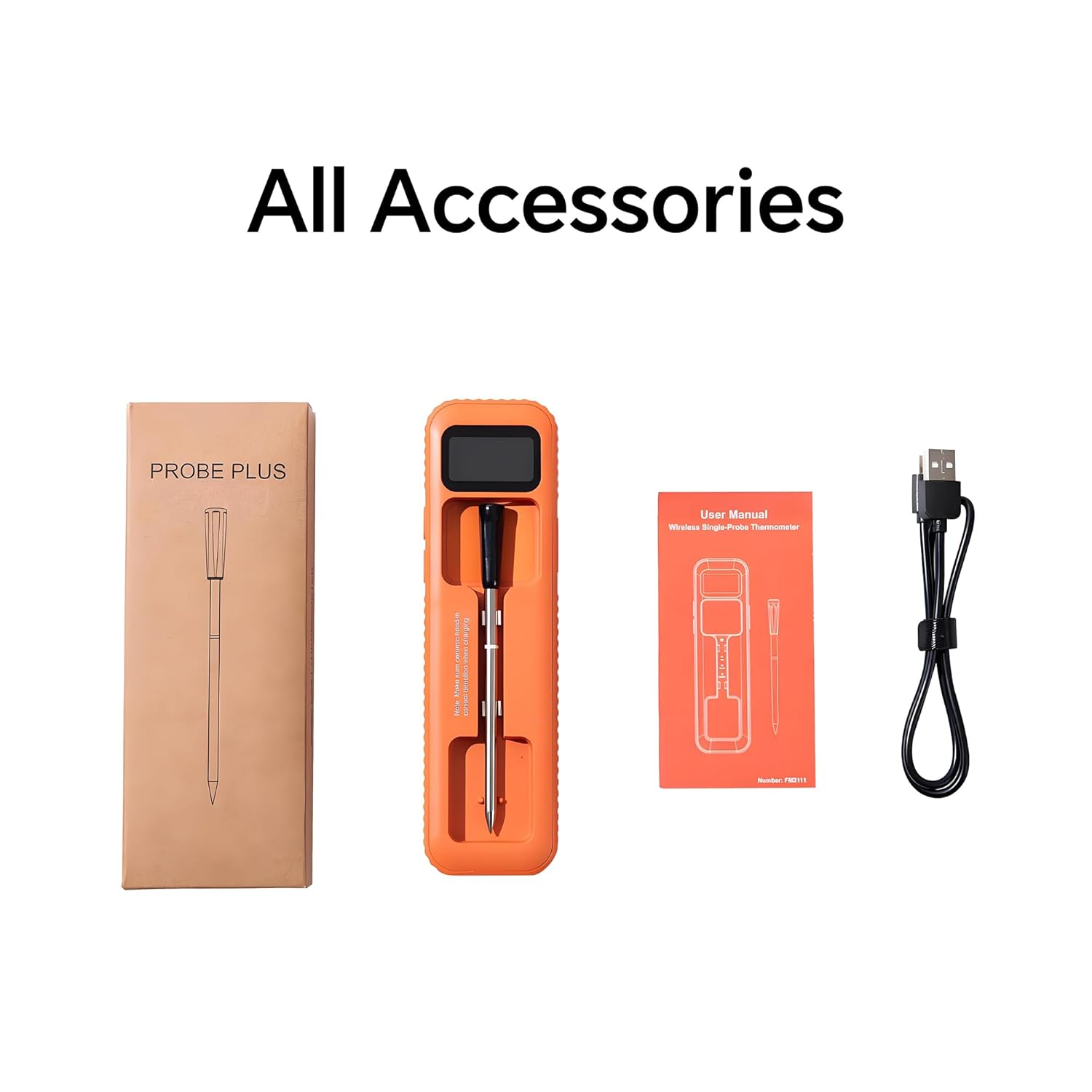 Wireless Meat Thermometer Digital with Bluetooth App Control, Rechargeable Grill & BBQ Thermometer with Single Probe for Smoker, Oven, Kitchen Cooking, IP67 Waterproof Dishwasher-Safe Probe