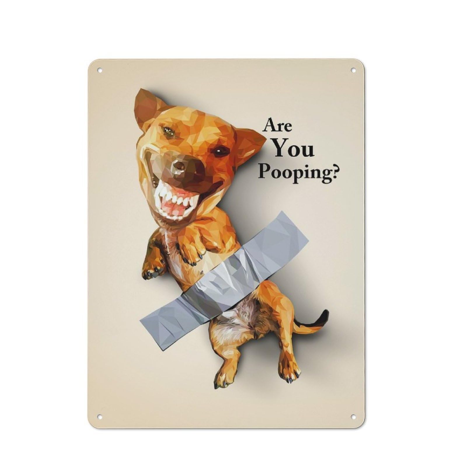 Junmoney Taped Dog Are You Pooping Metal Sign 40X30cm With For Pub Or Café, Retro Decor, For Cooler-Month Interiors With Retro Character