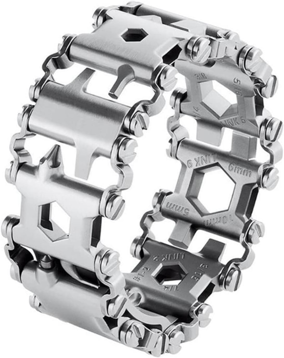Multifunction Tool Bracelet, Stainless Steel Multitool with 29 Tools, Outdoor Camping Hiking Emergency Kit, 1.0 Grams, Silver