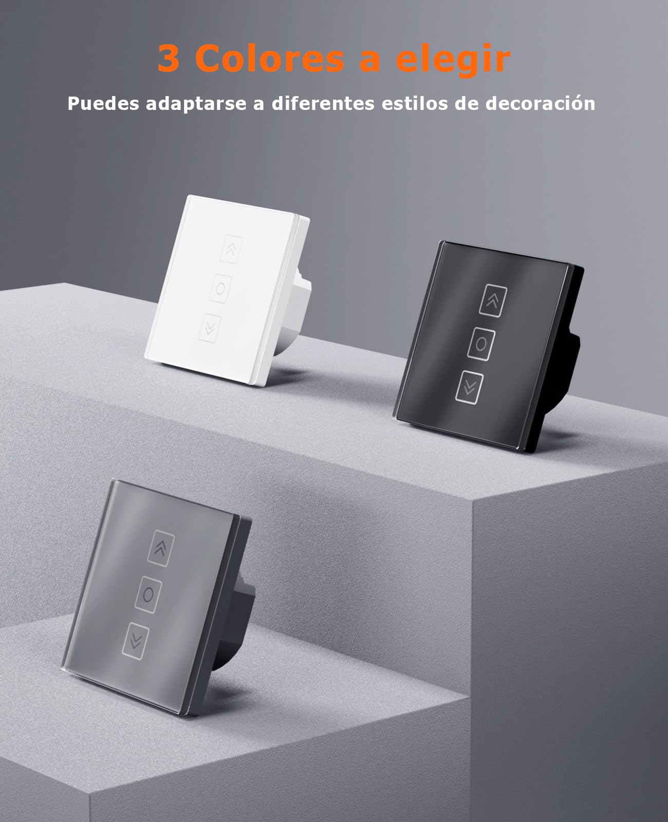 Interruptor de Persianas Wifi Porcentual 80x 80mm, Interruptor de Persiana Inteligente Control por Smart Life, Compatible con Alexa/Google Assistant, Requiere Cable Neutro