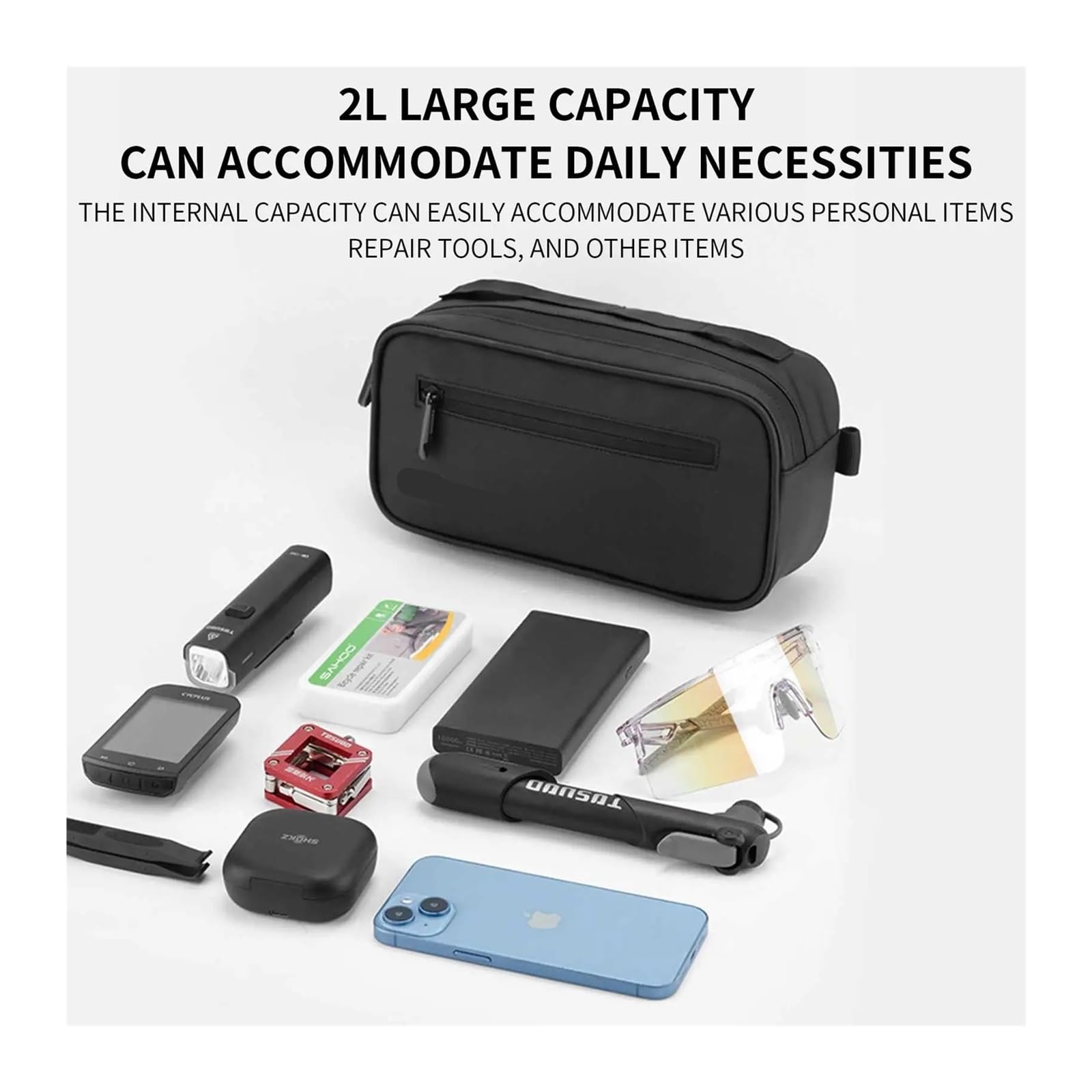 Borsa for telaio anteriore bici impermeabile 1PCS 2L EVA | Contiene il telefono e gli elementi essenziali for i viaggi quotidiani in bicicletta.