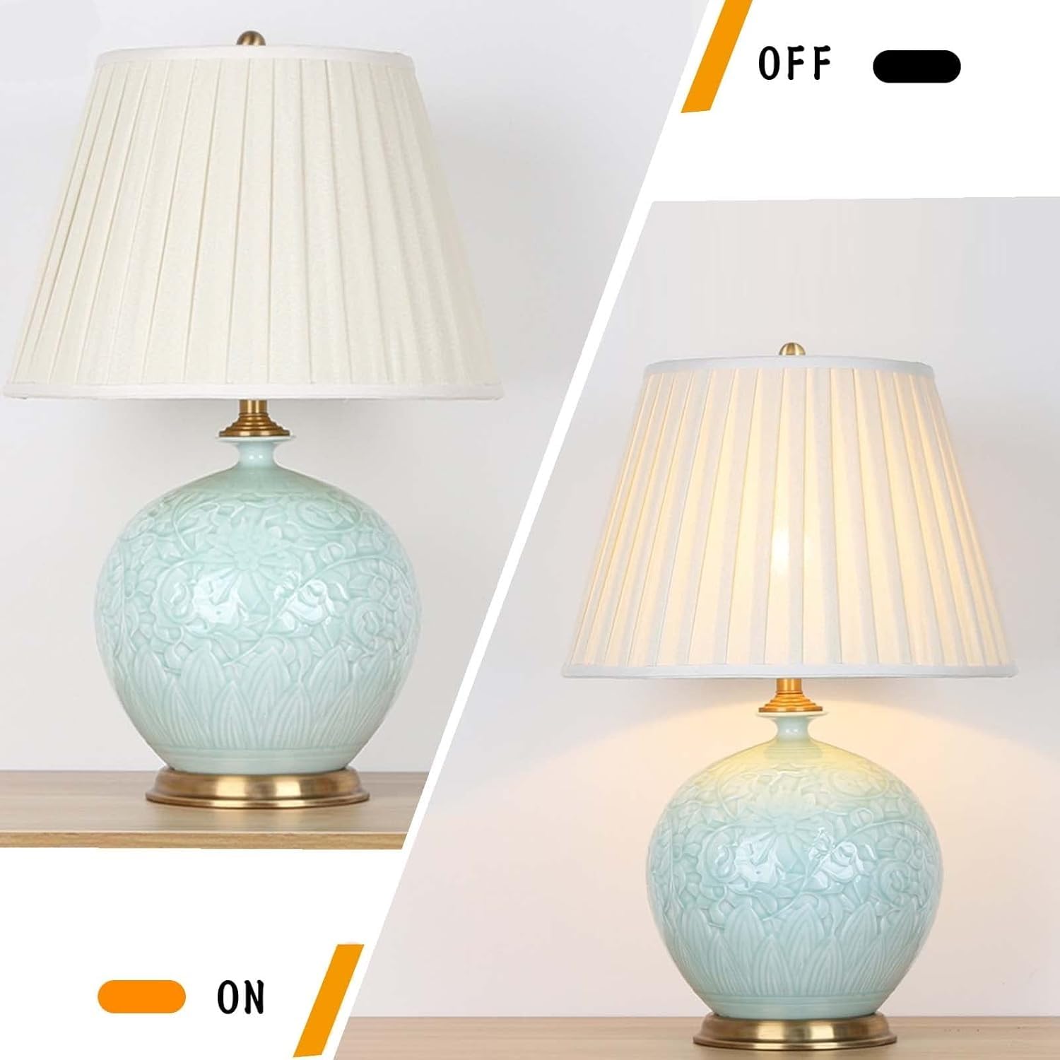 Lampada da tavolo in ceramica fatta a mano con paralume in tessuto, stile moderno, per soggiorno, camera da letto, casa, ufficio