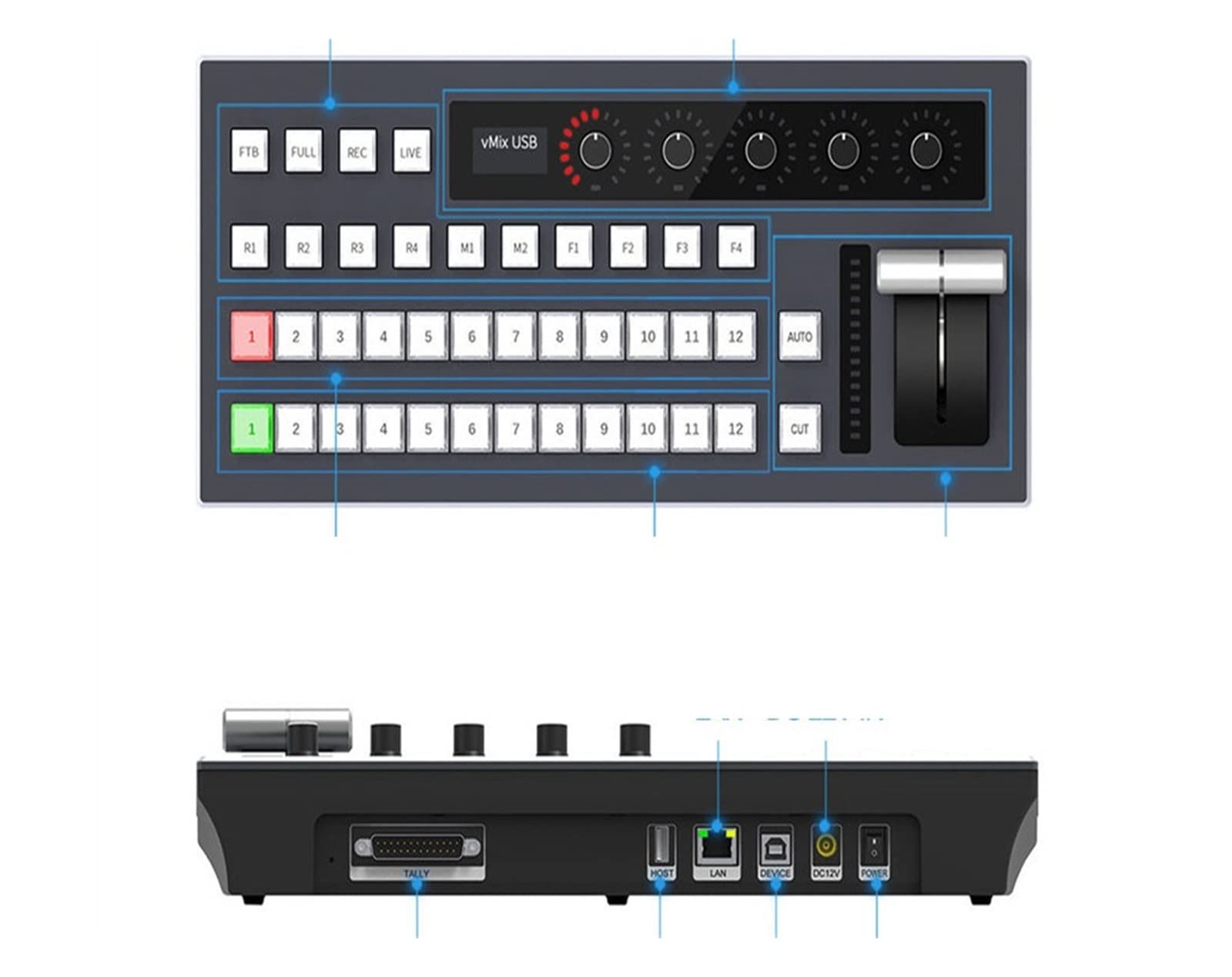 CUDTAPI Switcher Panel Video Camera Console Controleer For Live Streaming Stage Event Church Conference(02#)