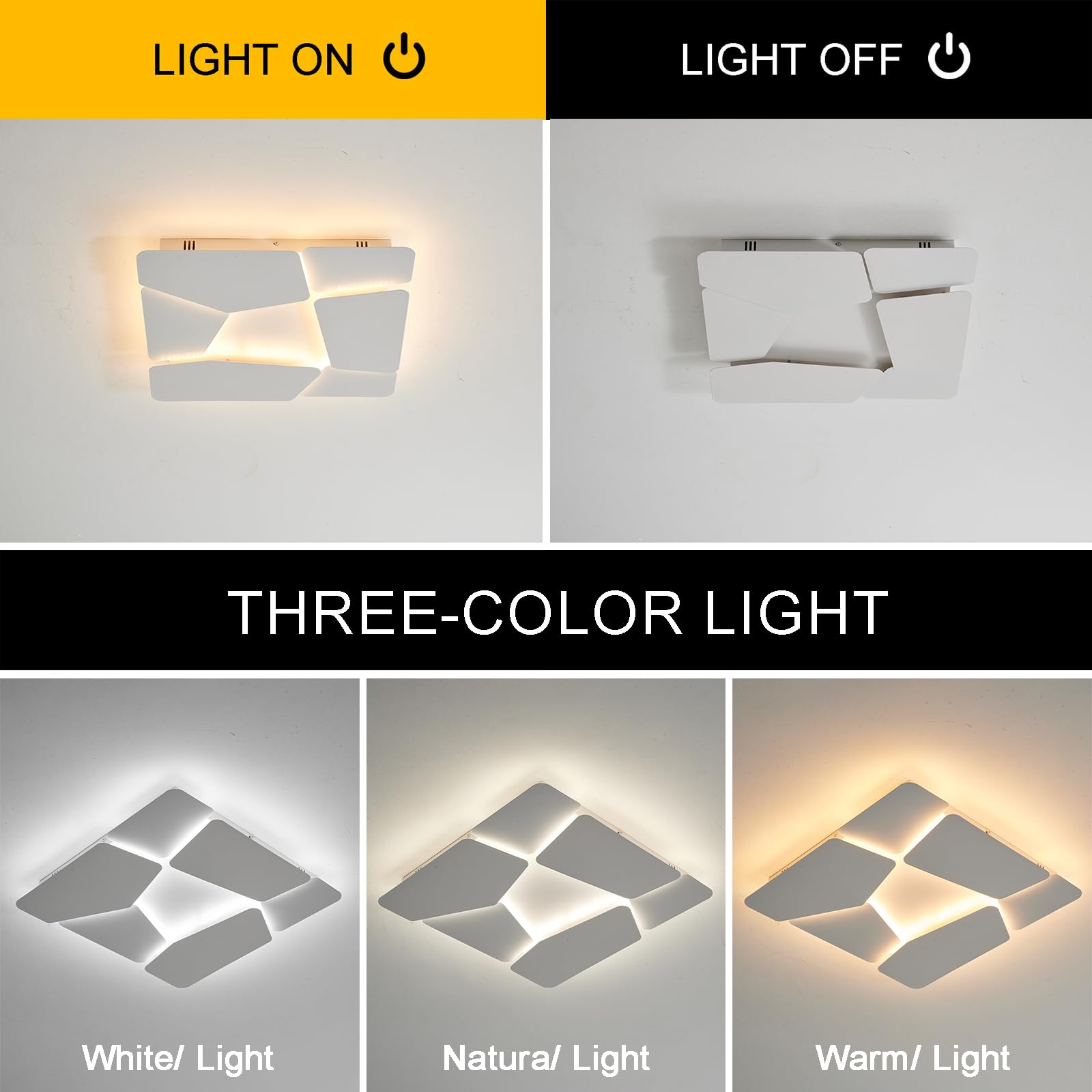 50 Cm Lampadario Camera Da Letto,Dimmerabile Plafoniera A Led Decorazione,Stereoscopico Metallo Lampada Da Soffitto Con Telecomando,Plafoniera Per Camere Da Letto Cucina Corridoio Ufficio,52W