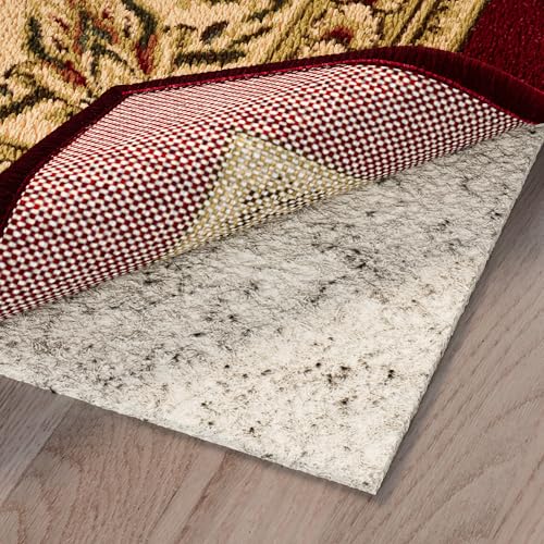 Ottomanson 2'7" x 5' Non-Slip Rug Pad Gripper 1/12 Inch Ultra Thin Dual Surface Felt + Rubber Gripper - Safe for All Floors, Cream
