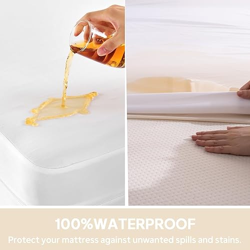 Miniatura 2 de Protector de colchón tamaño Queen (12-16 pulgadas de profundidad), funda de colchón impermeable de seis lados de alta calidad, funda de colchón con