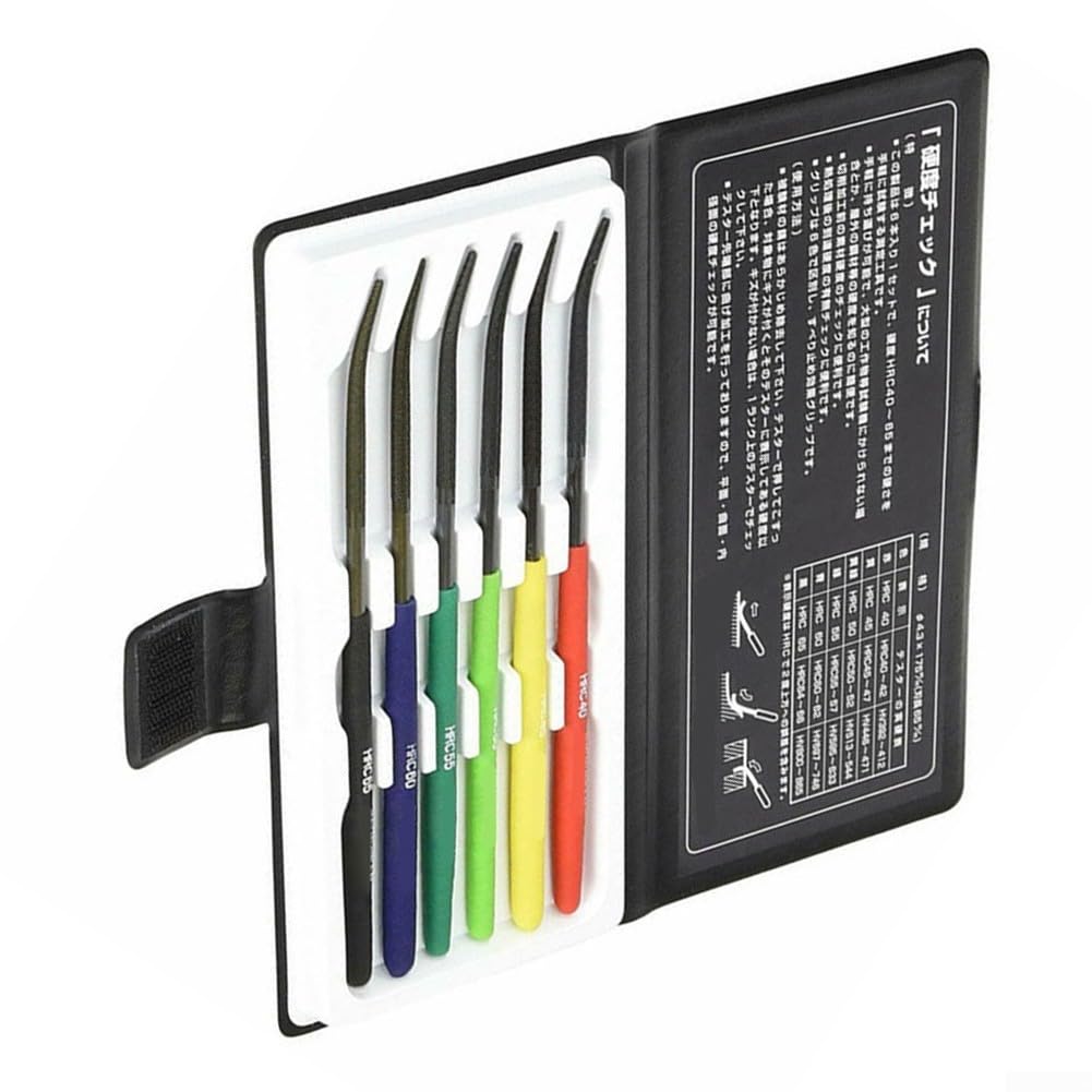 Set professionale di 6 lime di durezza per Hrc da 40 a 65 con manici di colore distinto per graffiare superfici piane curve e interne in officina
