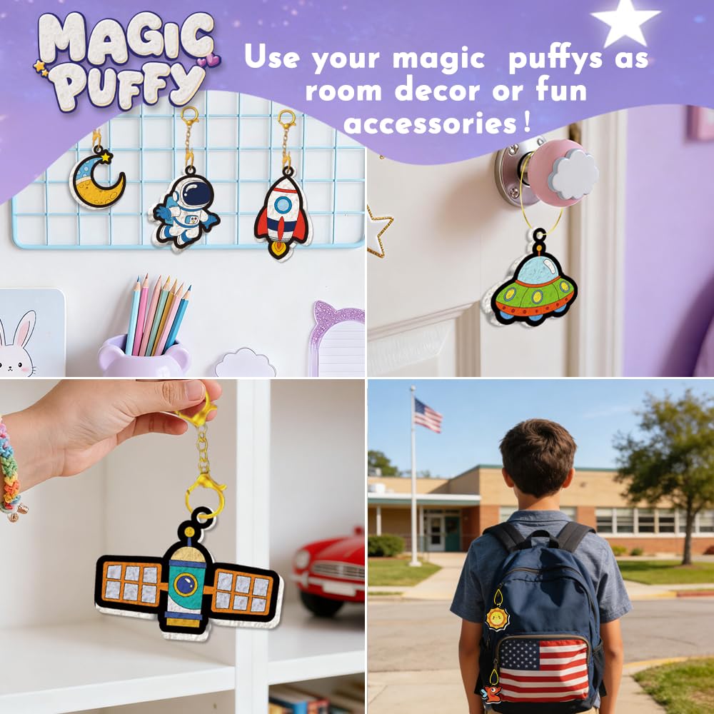 ZadaBelly Magic Puffy Paint Kit – 3D Aqua Puffs Handwerk für Kinder, DIY Schaum Textur Malerei Set, Reise & Geburtstag Neujahrsgeschenk für Mädchen Jungen Alter 4-10 Jahre