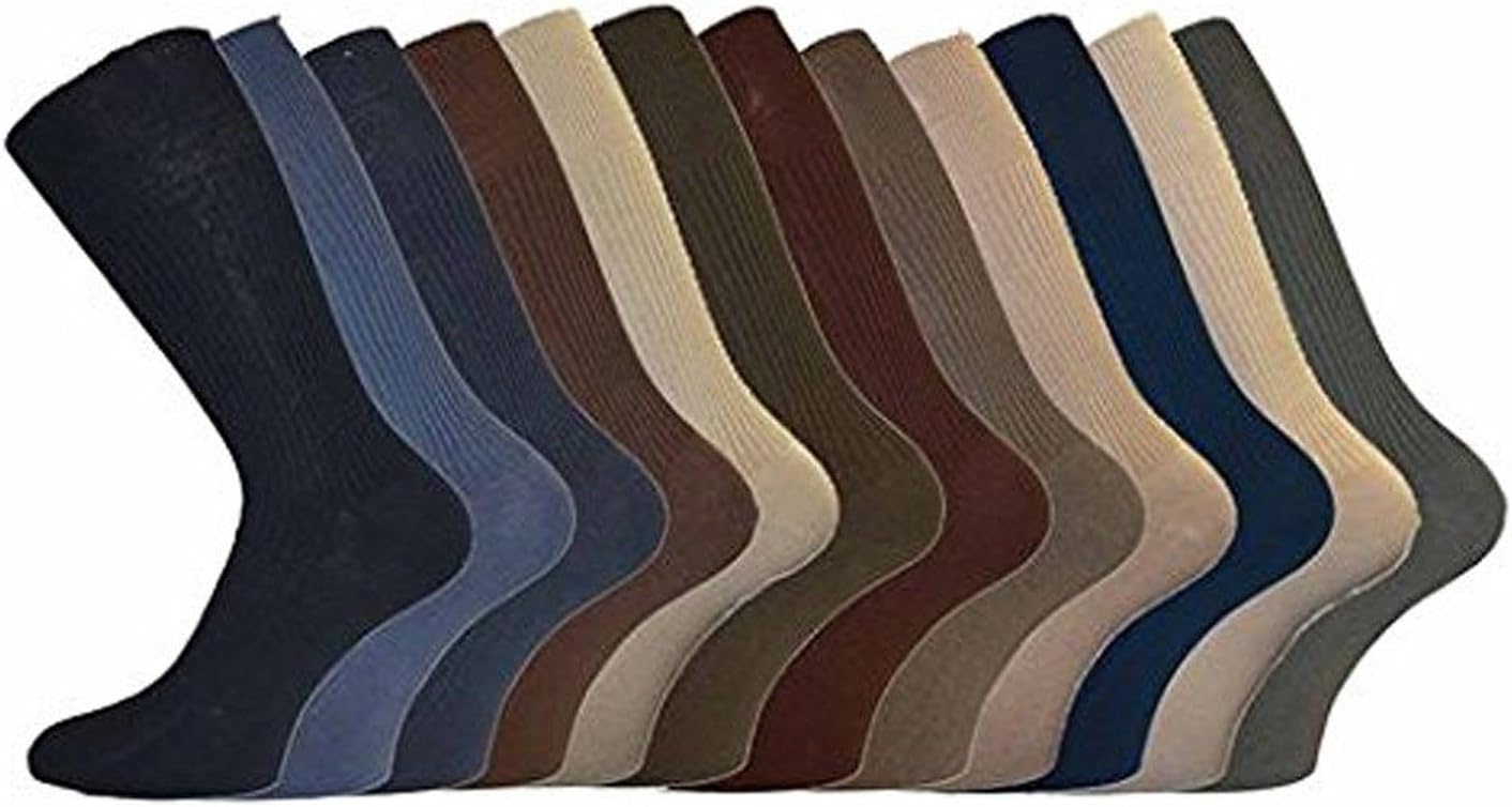 12 pairs Mens 100% Cotton Big Foot