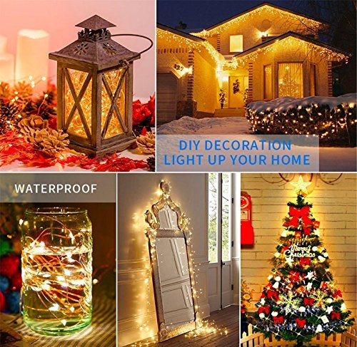 Decute 300Led 99Ft Copper Wire Christmas Fairy String Lights Dimmable With Remote Control Starry Lights With Ul Cerficated Decorative For Party Wedding Bedroom Christmas Tree Warm White #TOP2
