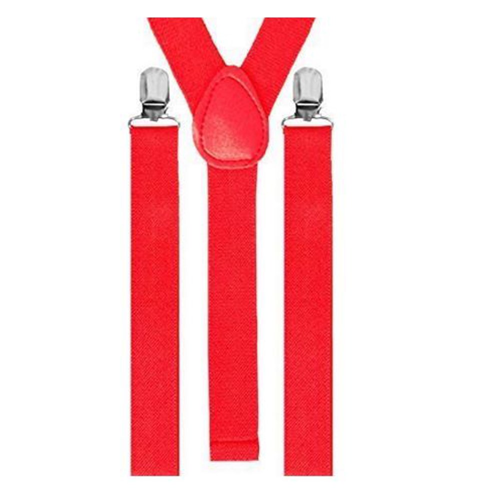 Mytoptrendz® Mens Braces Adjustable Clip On for Trouser Fancy Dress Suspenders- Red