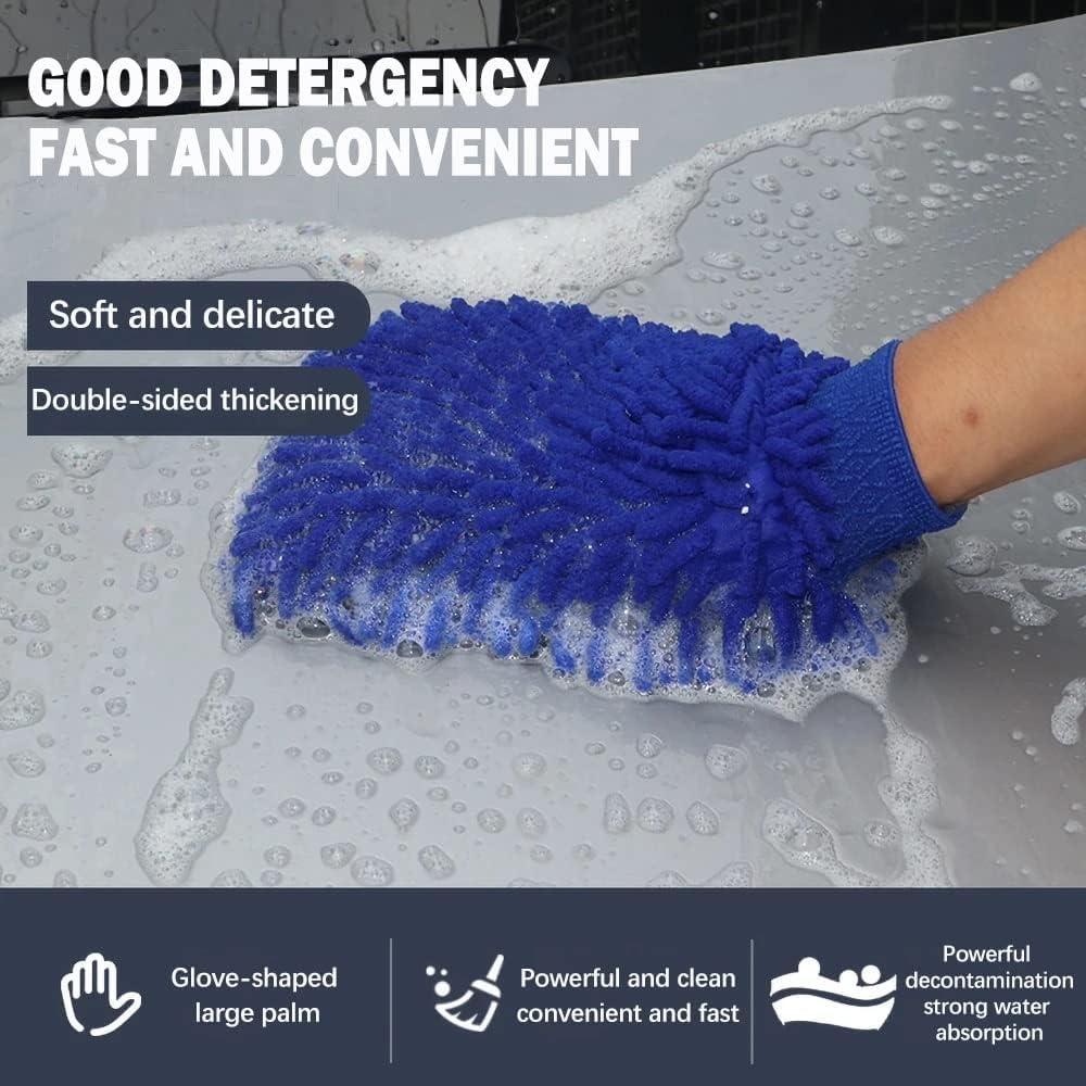Magic Providers Microfiber Single Side Chenille Mitt Glove – Pack of 2 | Multi-Purpose Super Absorbent | Lint-Scratch Free Cleaning Dusting Home | Kitchen | Window | Car Wash | Office – Multicolor 4
