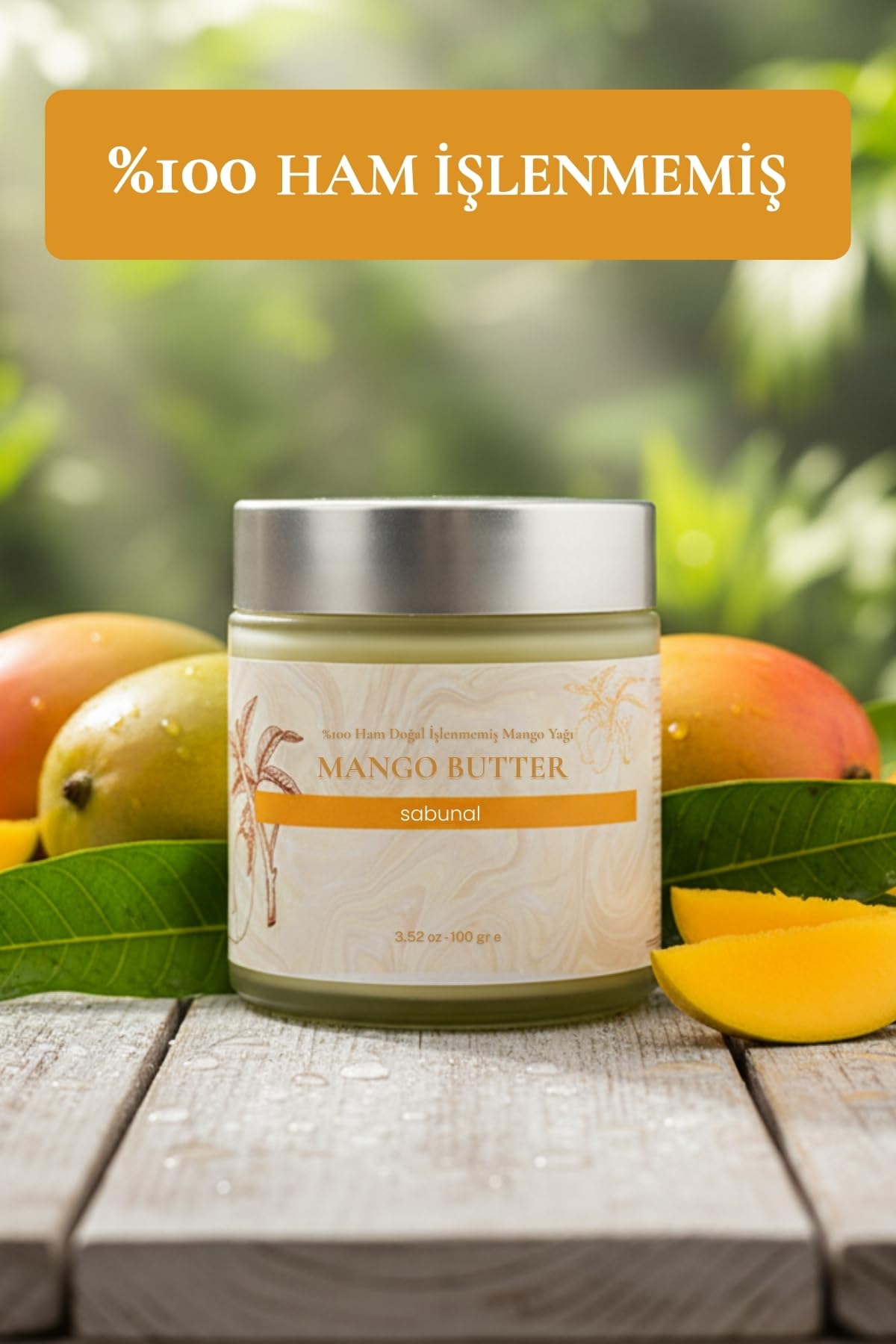 Sabunal Mango Yağı Soğuk Sıkım Ham İşlenmemiş 1. Sınıf Kalite%100 Raw Virgin Mango Butter, 100 g