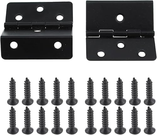 Miniatura 5 de Bisagra retro de tres pliegues, 4 unidades, 1.693 in, color negro, antigua, con 24 tornillos para puerta, gabinete, muebles, baúl de joyería