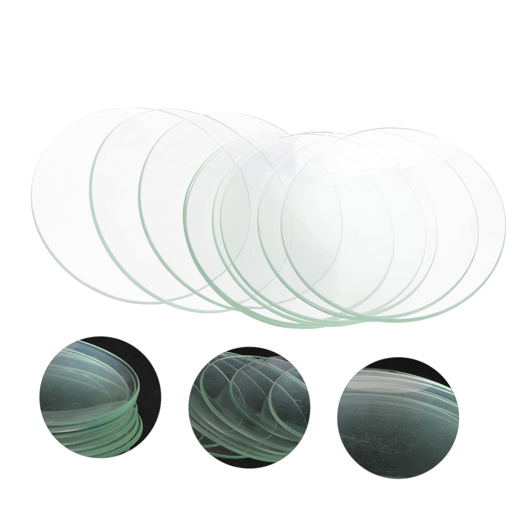 MAGICLULU de Vidrios de Reloj Planos Transparentes para Laboratorio 10 Piezas Material Sintético Resistente y Seguro Ideales para Clase de Química y Uso Escolar