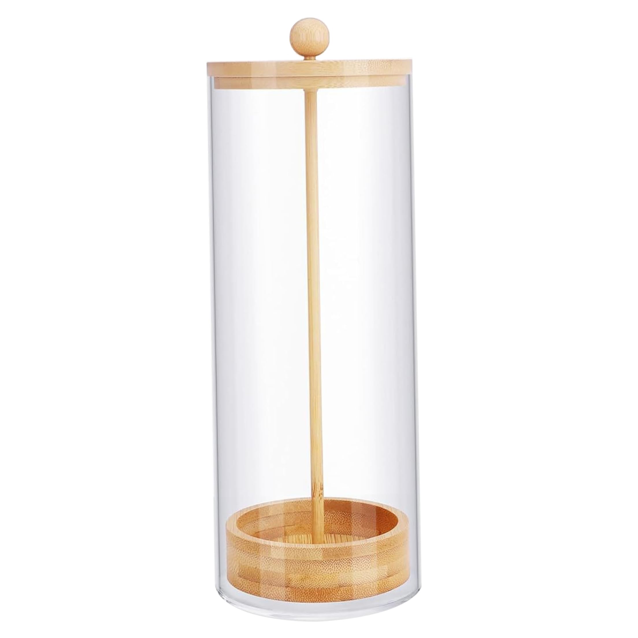 Neptuiby Straw Dispenser Straw Holder Holder for Cupboard Dispenser with Bamboo Lid Clear Acrylic Versatile Storage Container for Straws Utensils