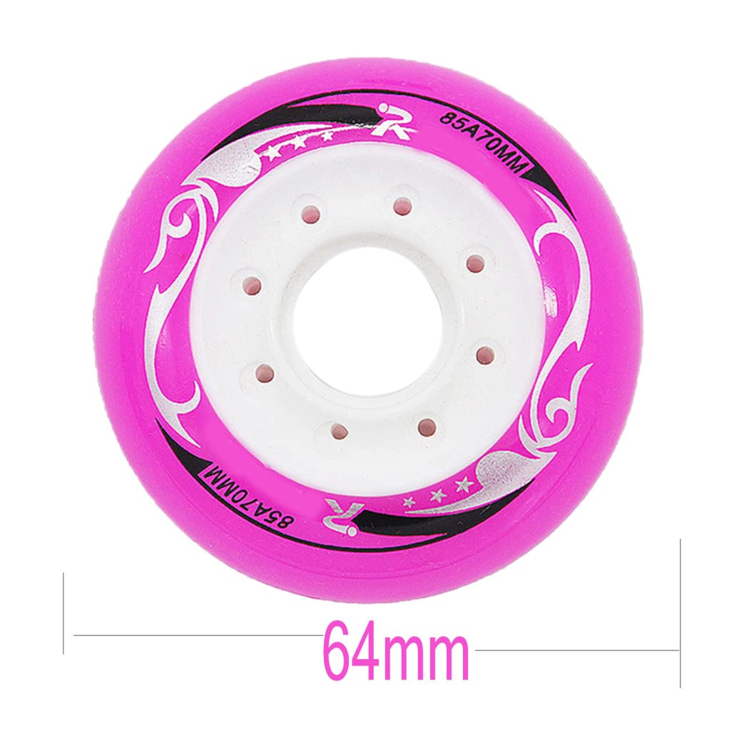 TGHY Ruedas de Repuesto para Patines en línea, 8 Uds., Ruedas de Repuesto para Zapatos de Patinaje para Interiores y Exteriores, 62mm/64mm/68mm/70mm para niños y niñas,Rosado,64mm