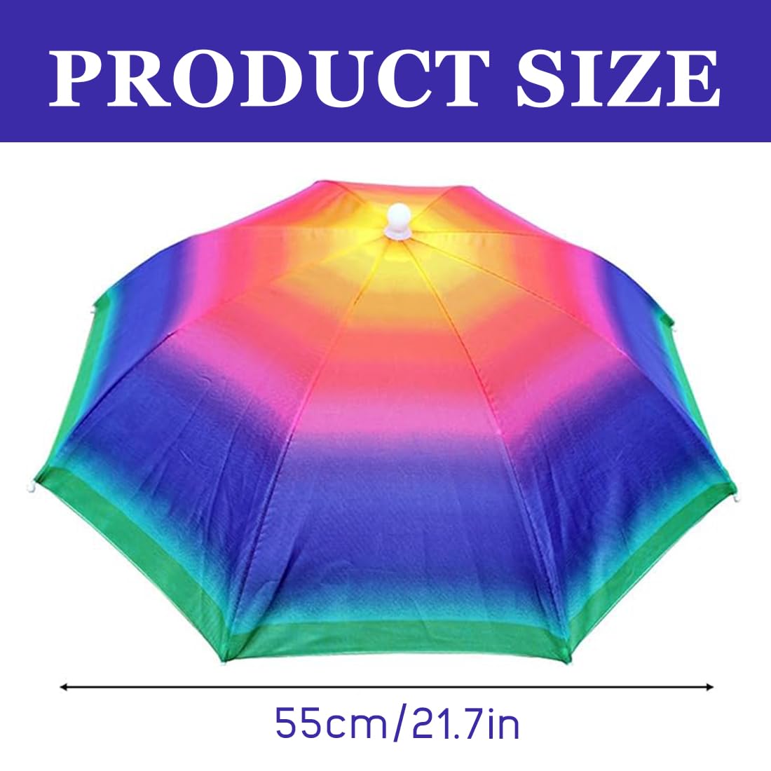 Suliu Cappello Ombrello Sfumato a Righe Colorate, Parasole Portatile Pieghevole per Viaggio, Pesca, Spiaggia, Golf e Campeggio All'Aperto