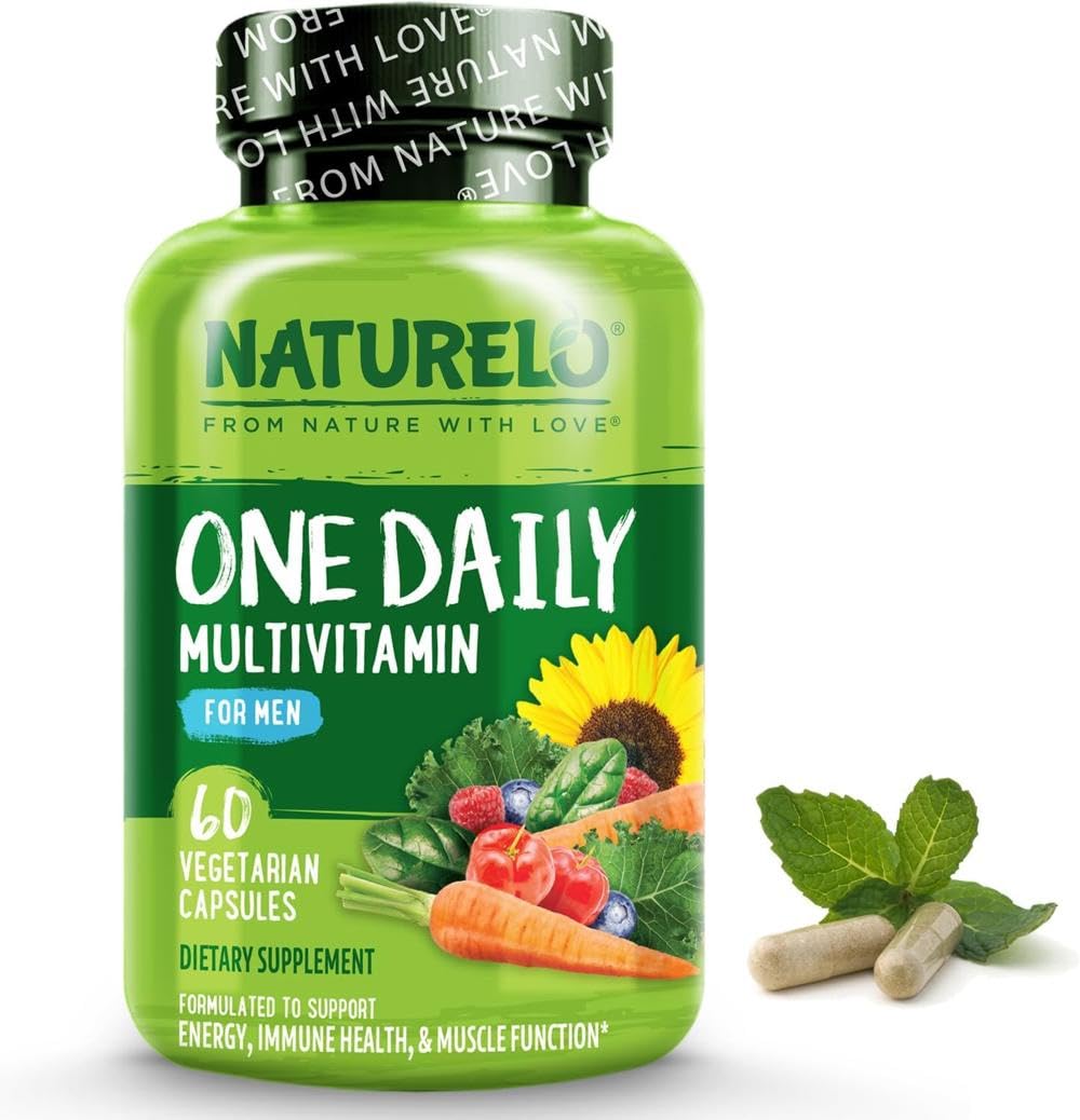 Men’s Multivitamin Easy One a Day | 60 Vegan Capsules (2 Month Supply) | 29 Essential Vitamins, Minerals & Fruit & Veg Extracts, for Men’s Health, Energy and Performance | NATURELO