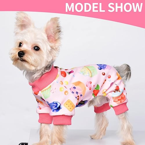 Miniatura 4 de Yikeyo Pijamas para perros pequeños, pijamas de lunares para perro, ropa de invierno para perros pequeños, chihuahua yorkie, overol para mascotas,
