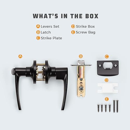 Miniatura 6 de KNOBWELL Juego de 10 manijas de puerta color negro mate, juego de manijas de puerta para privacidad para cama y baño, reversible para lado derecho o