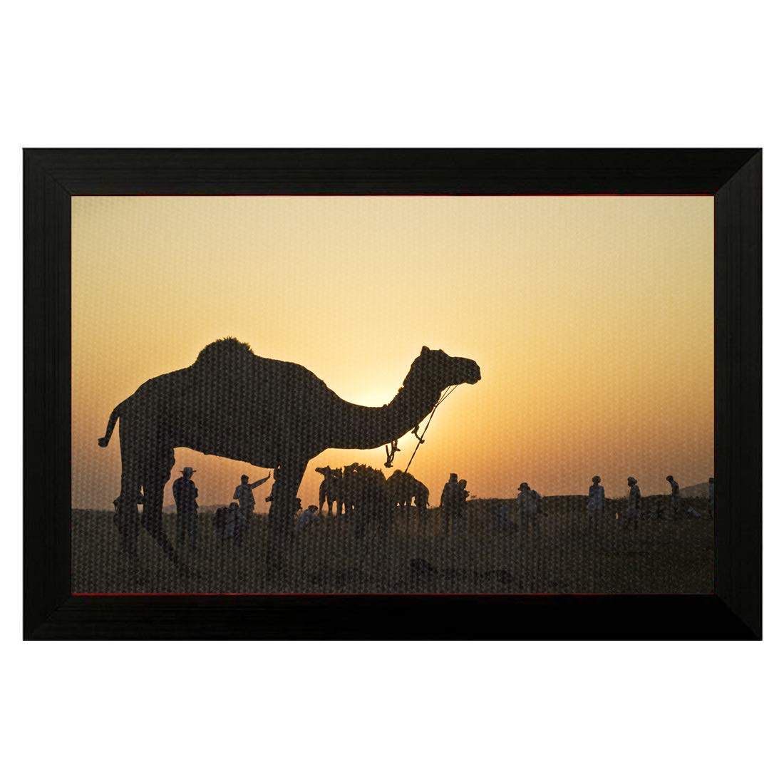 Pintura 'Camel in The Desert' Canvas Painting (Wood, 50.8 cm x 2.54 cm x 35.56 cm)