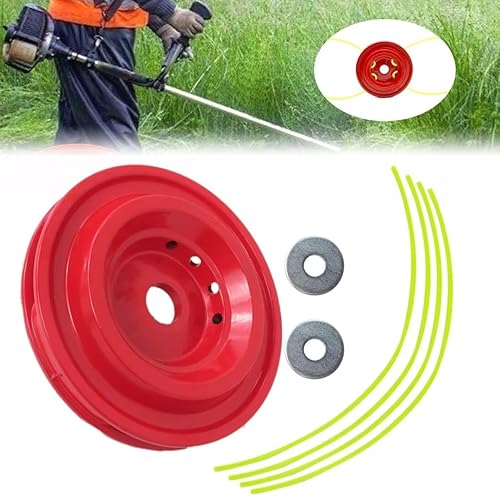 Miniatura 8 de JRSHOME Recortadora universal de aluminio con cabeza recortadora Weedeater con 4 hilos de repuesto para artesano, para Echo, para Husqvarna