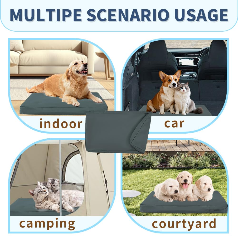 DUJUIKE Coprimaterasso Impermeabile per Cani con Cerniera Grigio Scuro M 92 x 59 x 10 cm