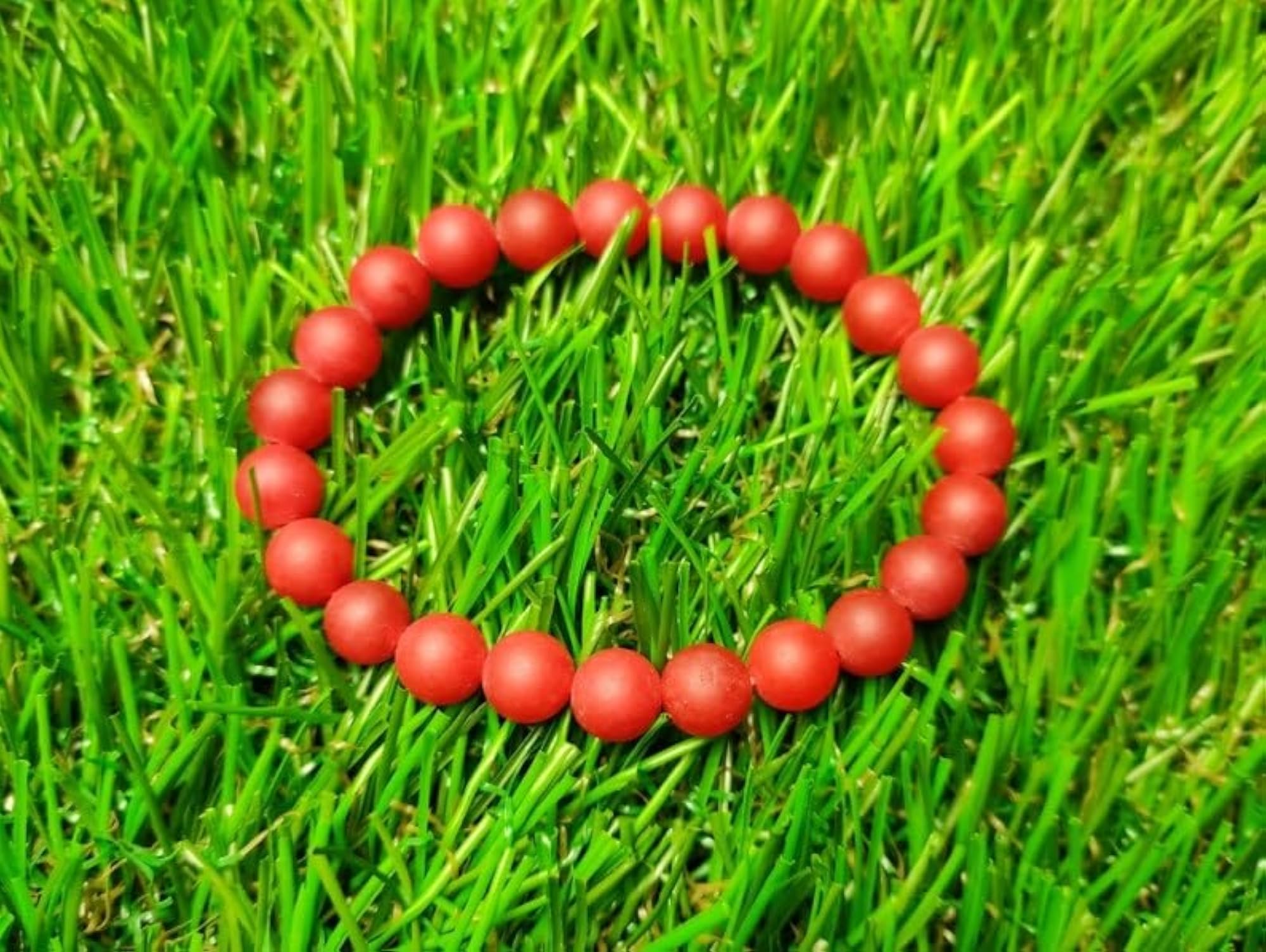 Unisex Natural Matte Red Jade 8mm Round Bead Bracelet, Prosperity Gift