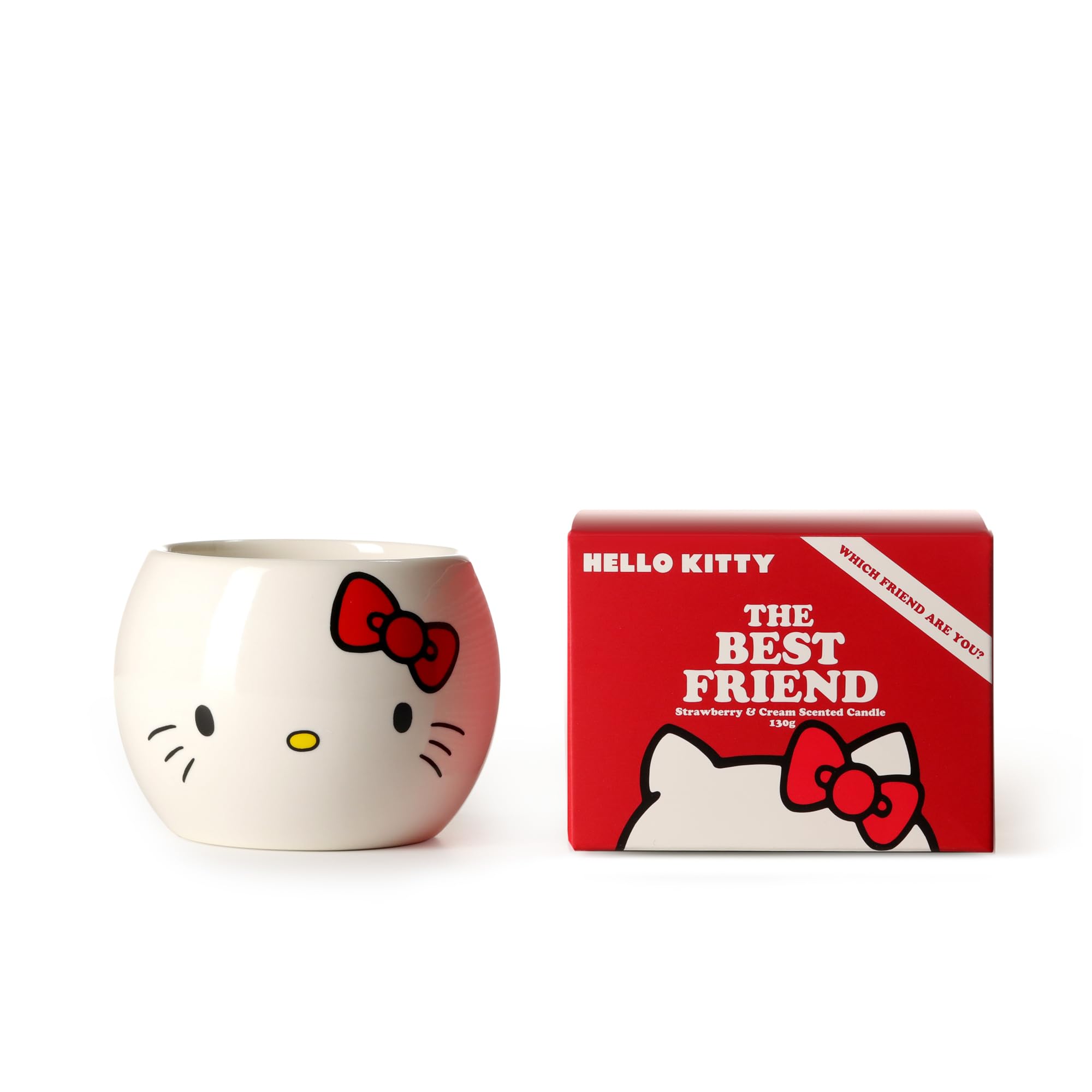 Hello Kitty & Friends Strawberry & Cream Scented Candle – 1-Wick 140g Candle with Sweet Fruity Fragrance, Decorative Jar for Home Décor or Gifting, White