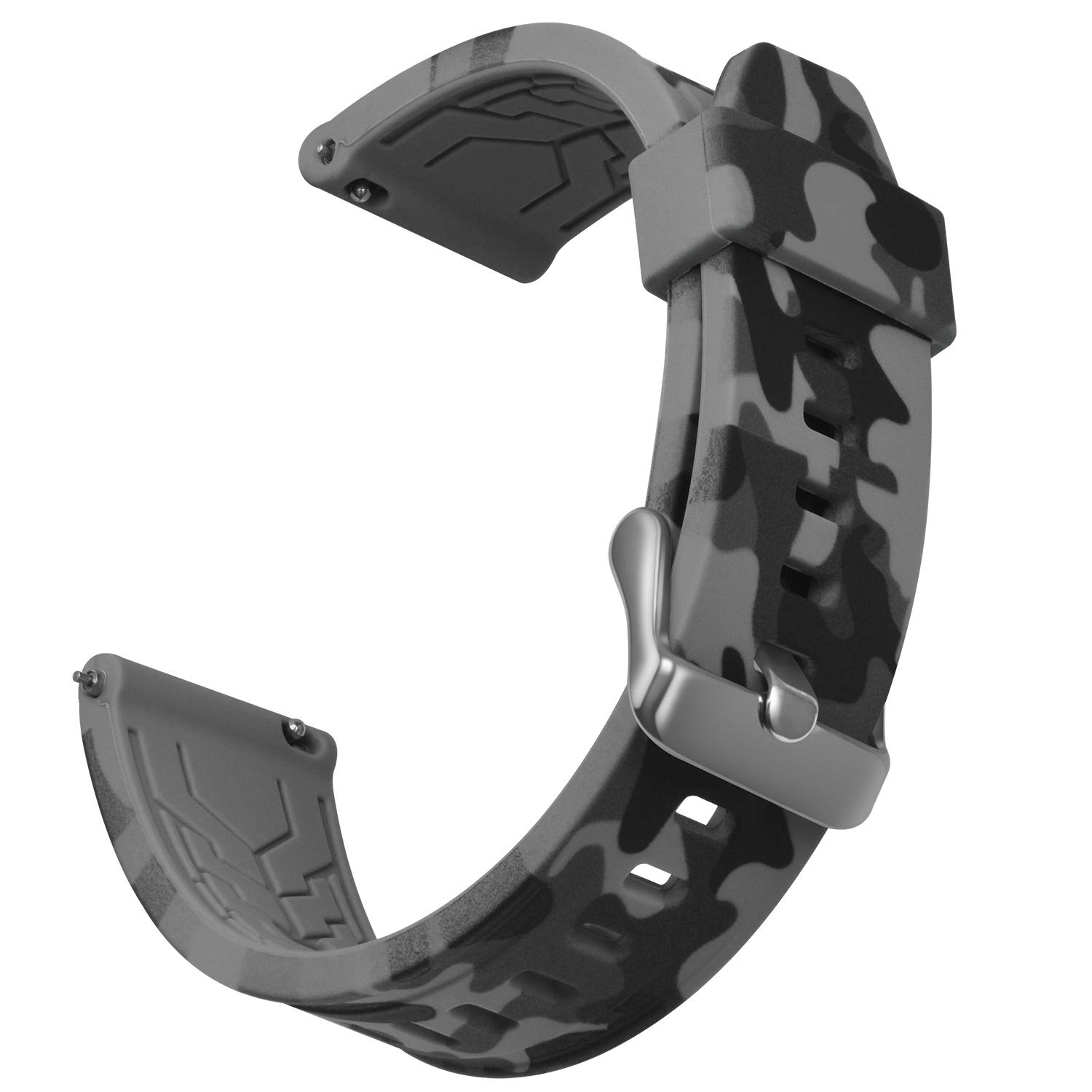 OLLREAR Silicone Watch Strap Replacement Rubber Watch Band Camouflage -5 Colors & 4 Sizes - 18mm, 20mm, 22mm, 24mm