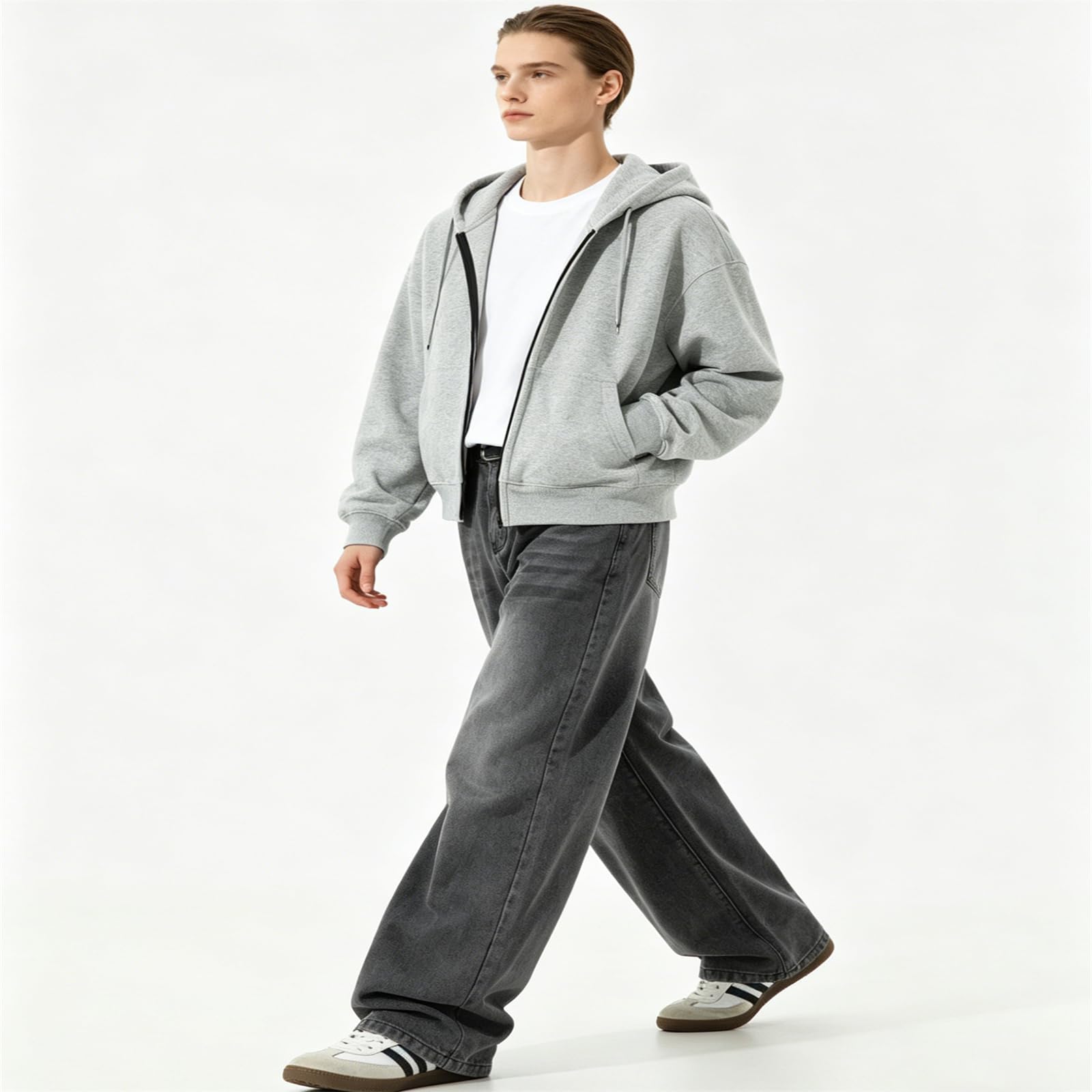 Jeans da uomo casual a gamba dritta Y2K vintage streetwear a gamba larga pantaloni in denim vestibilità comoda hip hop skater pantaloni