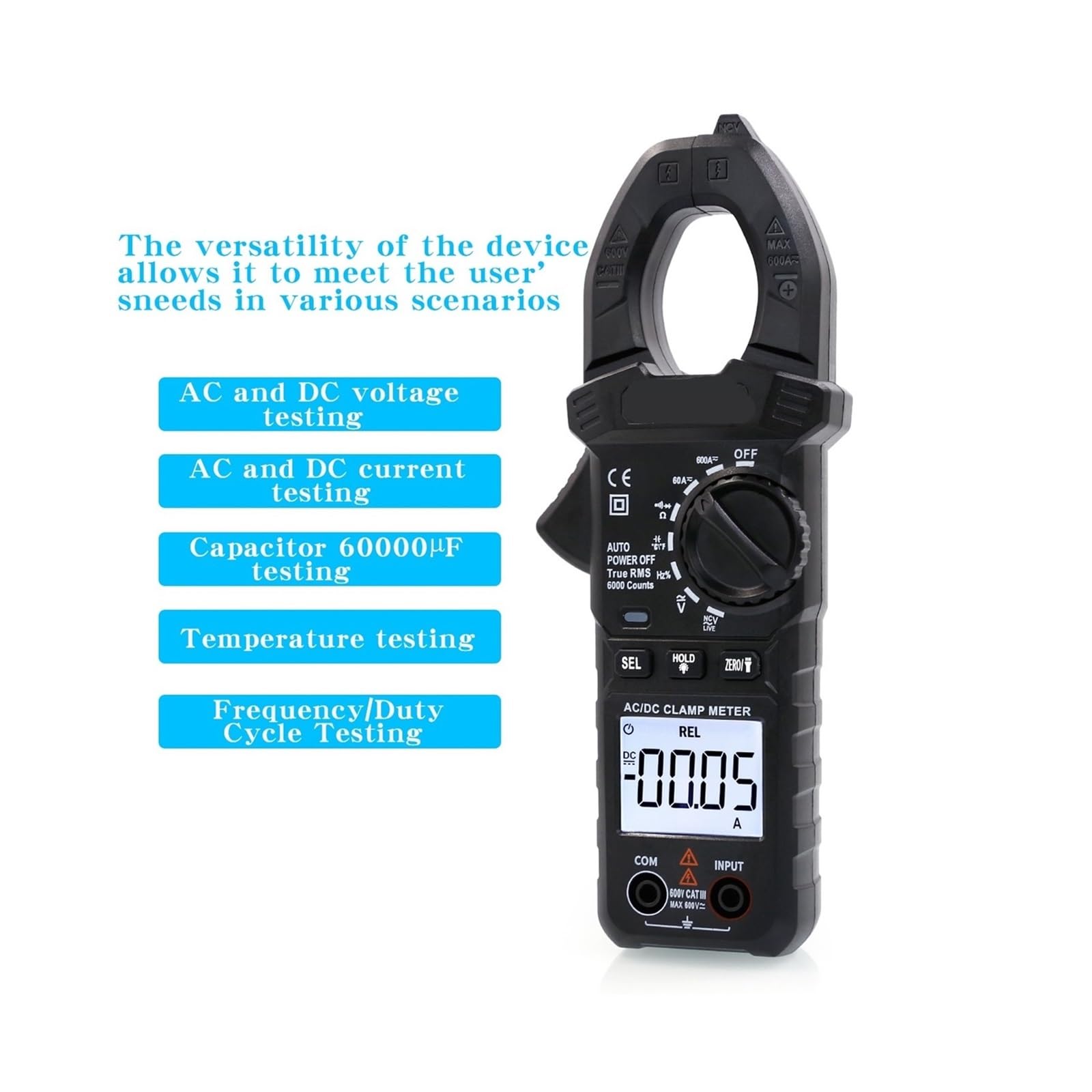 Pinza amperimétrica digital de CA/CC NS-995, multímetro, amperímetro de pinza, pinza amperimétrica de temperatura y capacitancia(NS-995 AC DC Clamp)