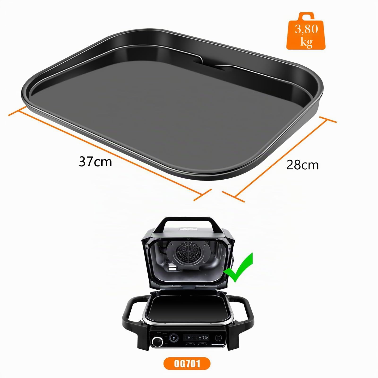GFTIME Woodfire Plaque plate pour barbecue électrique Ninja Woodfire série OG700 (Ninja OG701), plaque de cuisson anti-adhésive extérieure avec revêtement en céramique