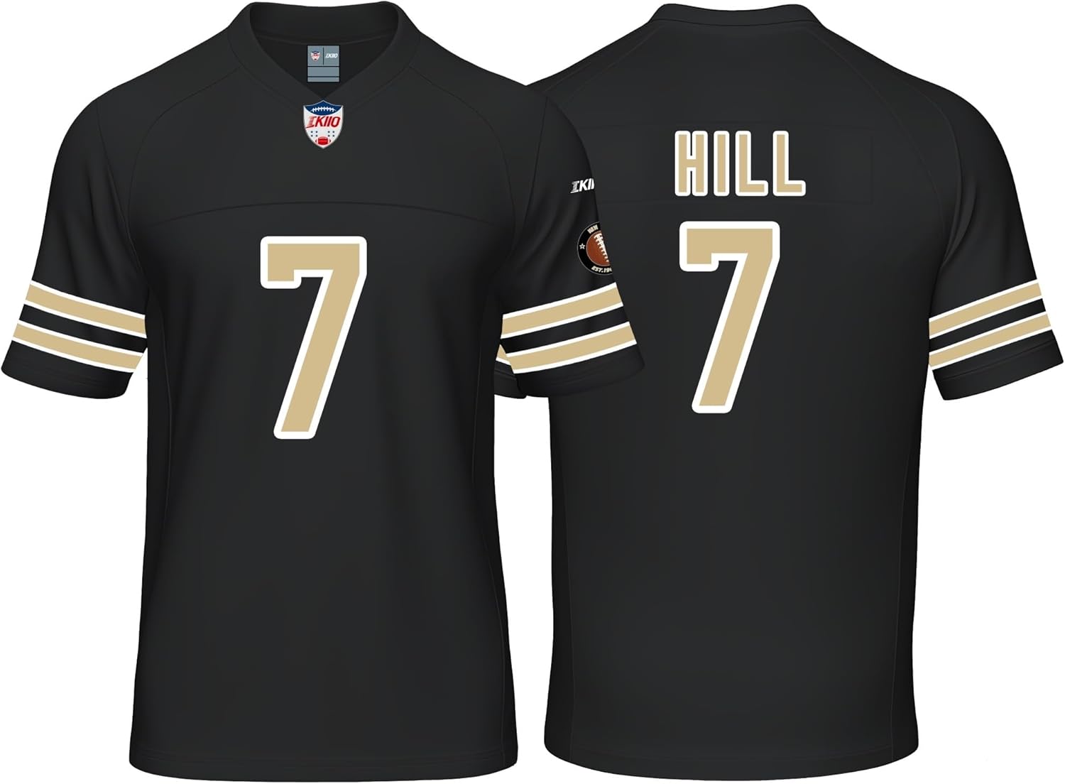 Custom Mens/Youth Football Stitched T-Shirt for Sports Fan Black/White No Brand/Logos