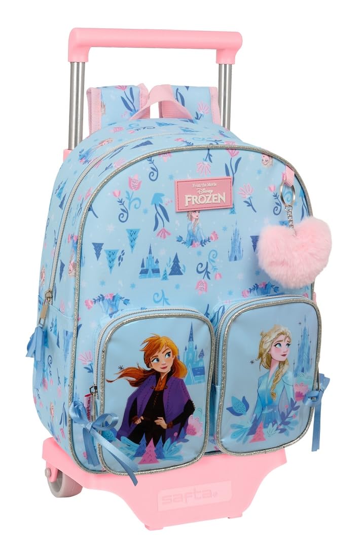 Safta FROZEN ICE MAGIC - Mochila Infantil con Carro 705, Ideal para Niños de Diferentes Edades, Cómoda y Versátil, Calidad y Resistencia, 28x10x34 cm