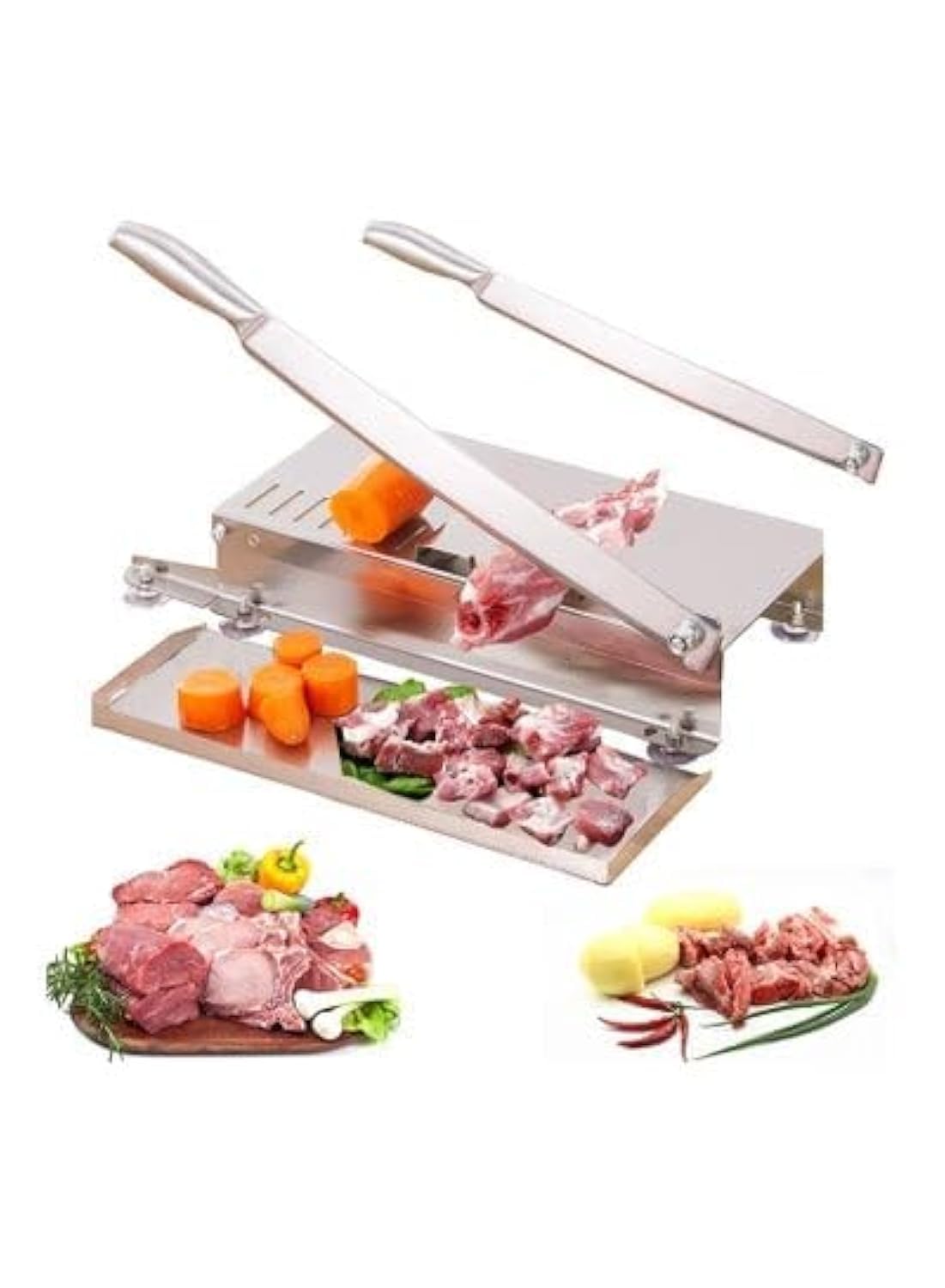 Manual Bone Meat Slicer,Stainless Steel Cutter Machine,Rib Fish Chicken Beef Cutting Machine,Machine For home Cheese Fruit Vegetable Bread Cutter