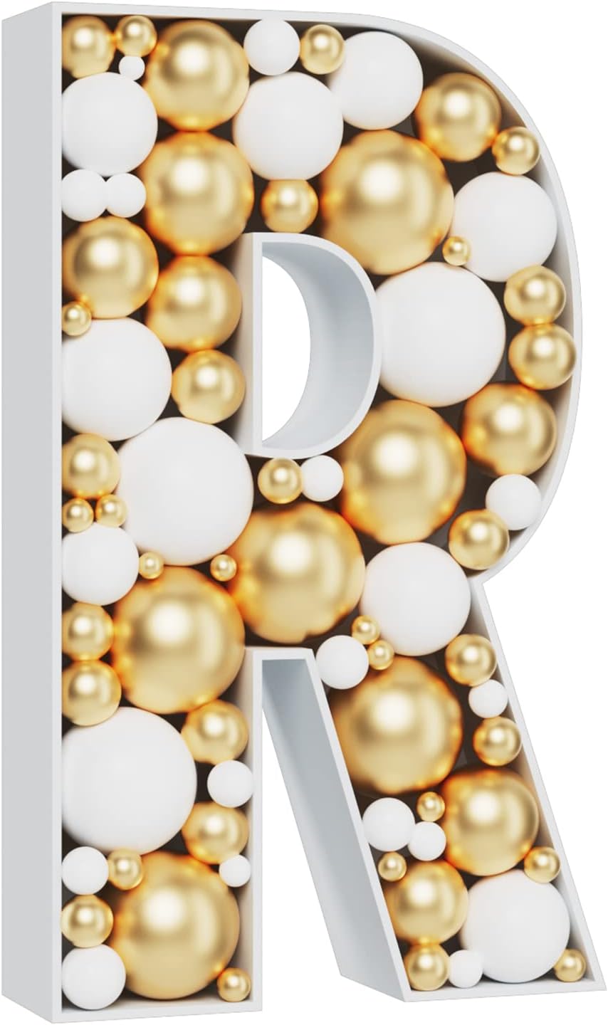 3FT Large Marquee Letters Mosaic Balloon Frame Pre-cut Foam Board Marquee Light Up Letters R for Birthday Party Decorations,Wedding,Baby Shower DIY Party Supplies (Letter R)