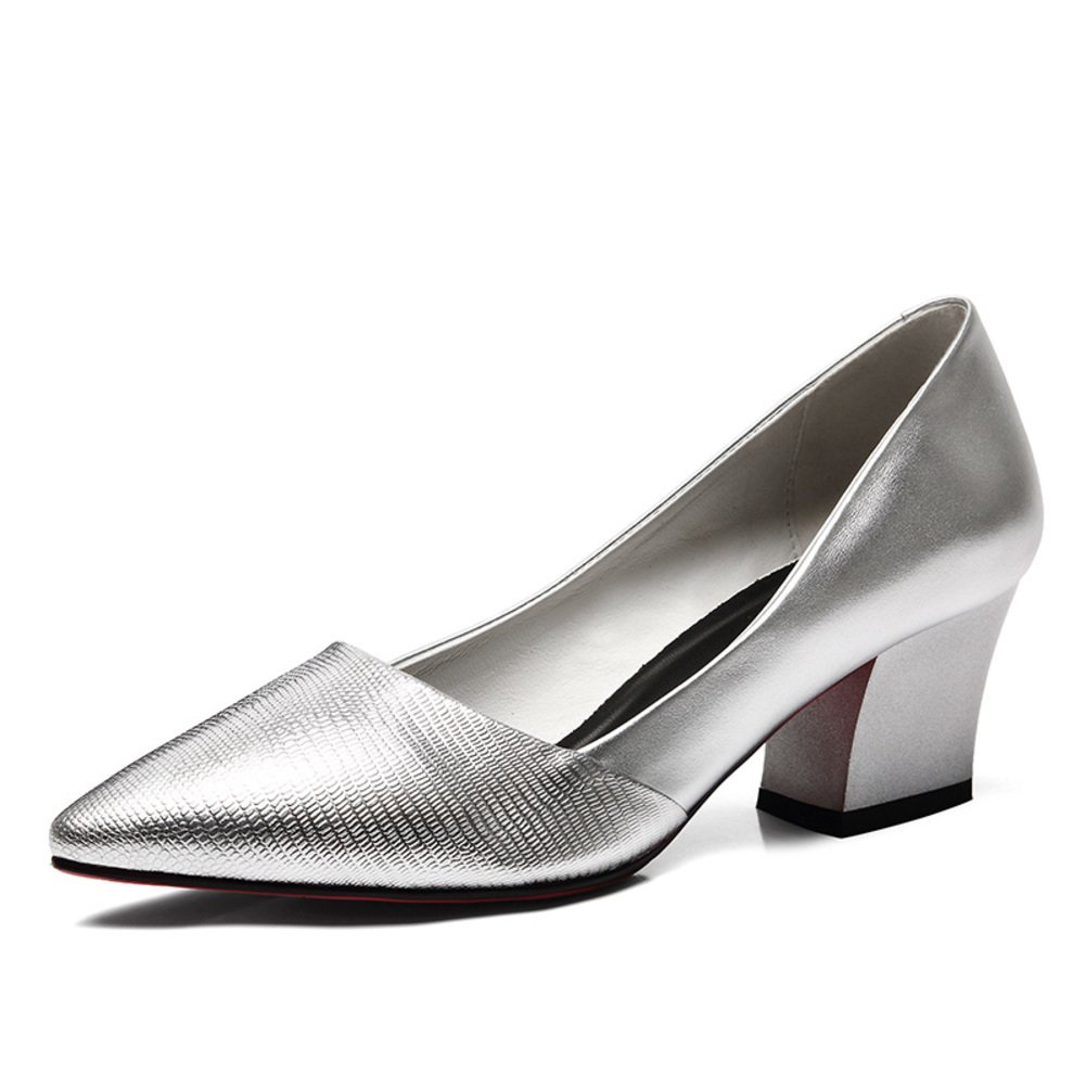 Chaussures bouche peu profonde en cuir véritable et finitions main