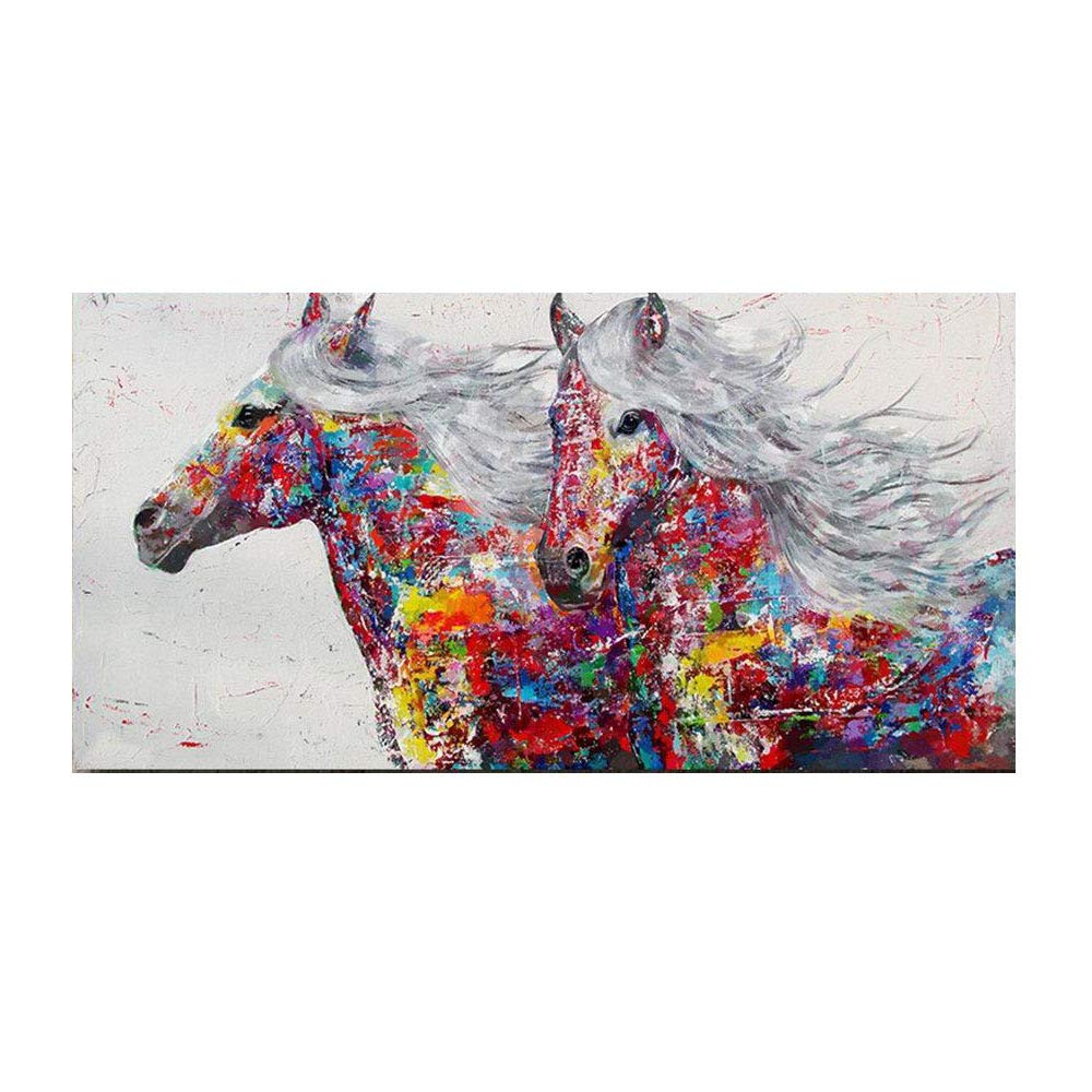 Peinture à l'huile de cheval pour relooker un mur de salon