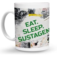 Makoroni - EAT SLEEP SUSTAGEN Food - 11 Oz. Unique Ceramic Coffee Cup, Coffee Mug