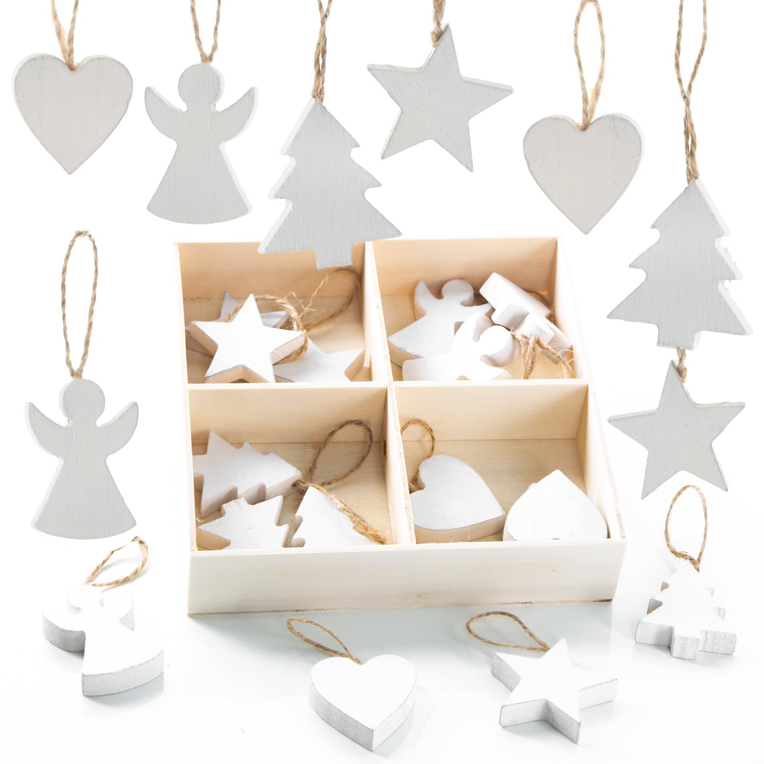 Décoration de Noël bois blanc pour illuminer votre table et sapin de fête