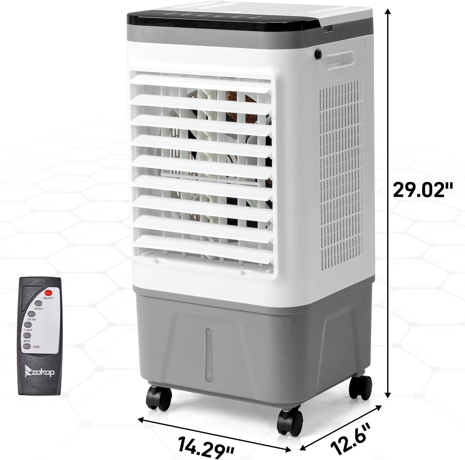 Evaporative Air Cooler, 5.28 Gal Portable Swamp Cooler with Auto Oscillating, Remote, 3 Speeds, 12H Timer & 4 Ice Packs, 3-IN-1 Humidifying Cooling Fan Indooor Patio Garage