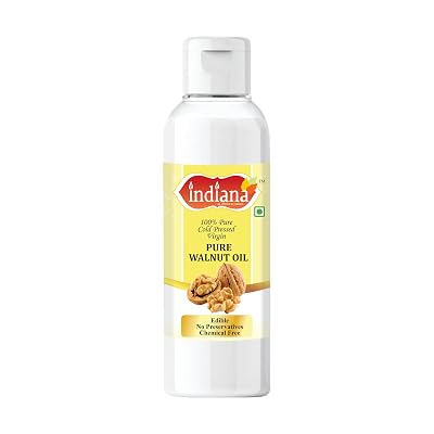 Indiana Extra Virgin Walnut Oil - Pure Cold Pressed Edible Akhrot Ka Tel - for Salad Dressing, Hair, Skin Massage (100 m