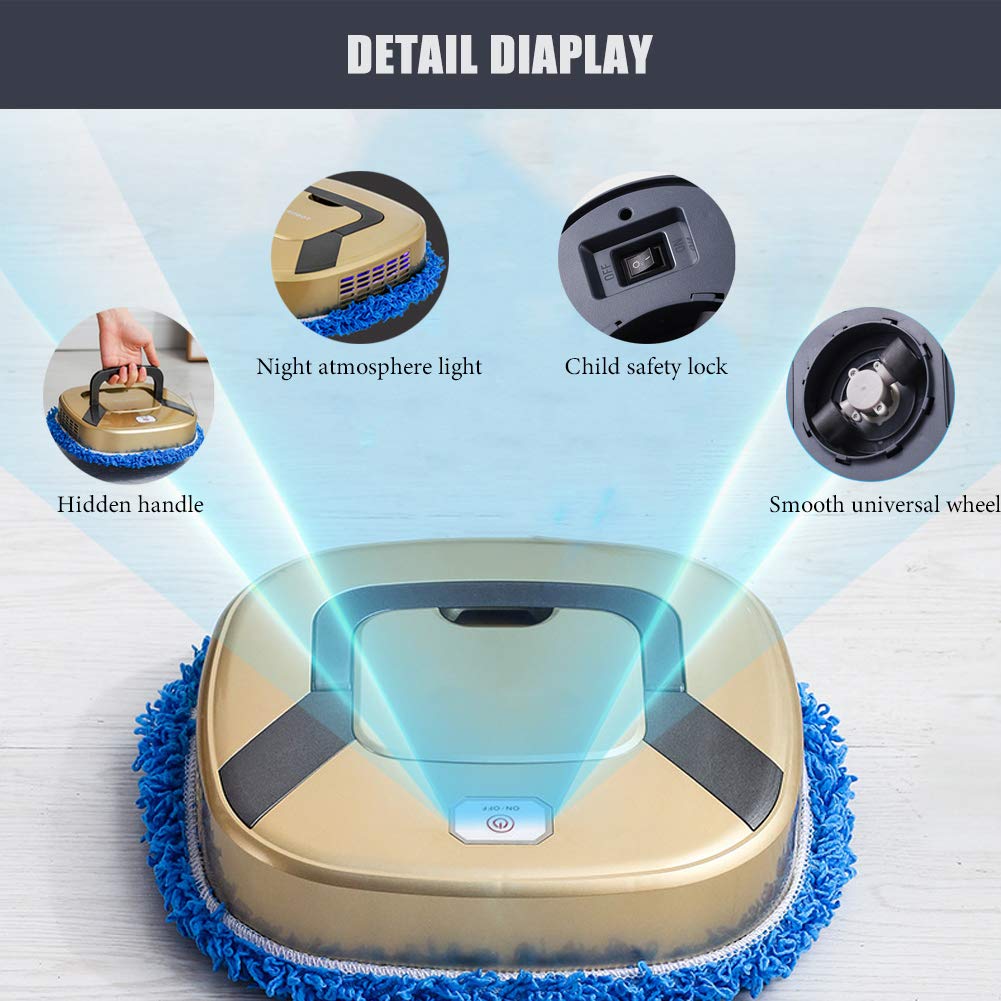 Aspirador Inteligente Trapeador, Máquina de Limpieza Doméstica con Navegación Inteligente Sensor Anticolisión para Pelo de Mascotas, Alfombras y Suelos Duros (D)