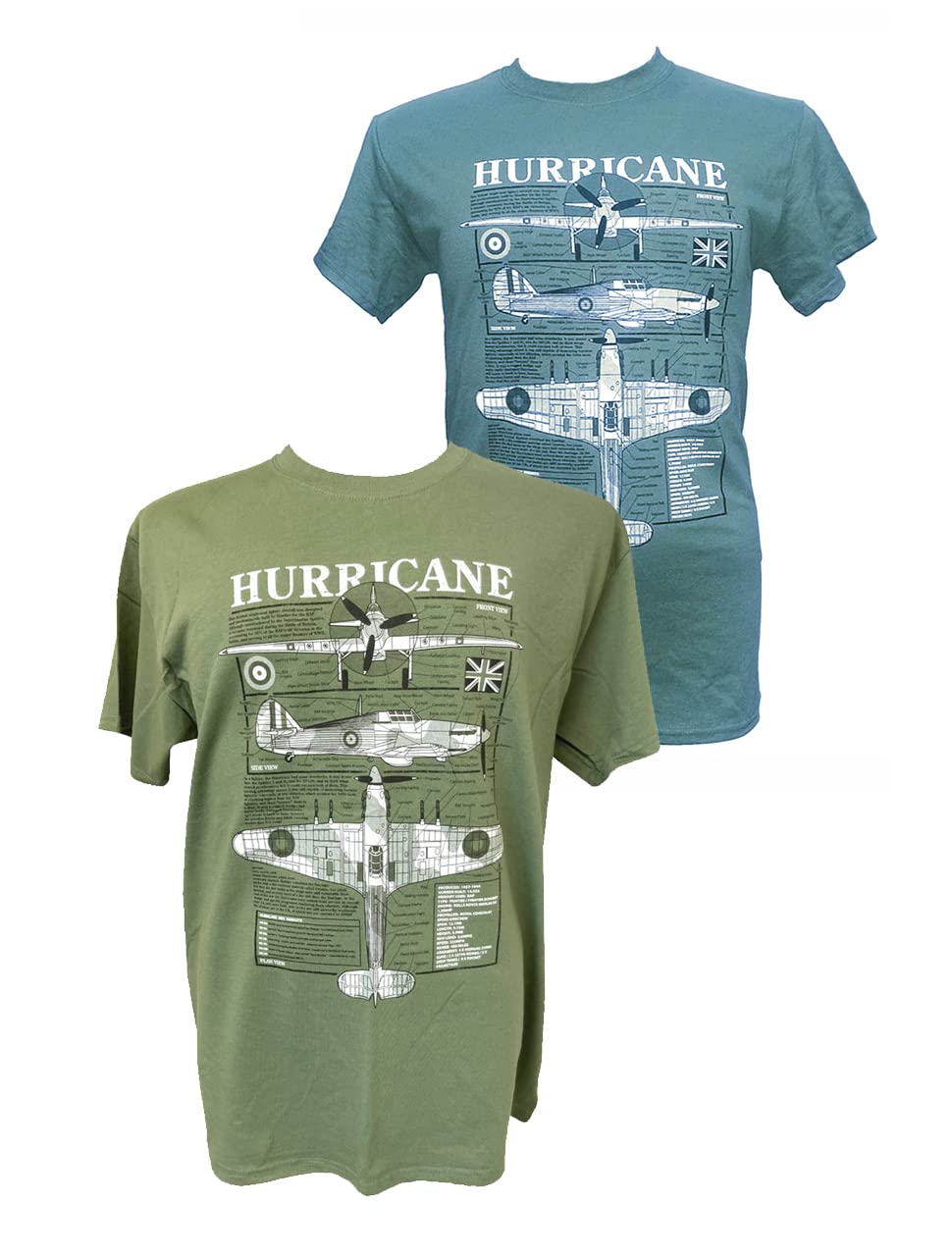 The Wooden Model Company Ltd Hawker Hurricane RAF WW2 Battle of Britain Fighter Aircraft Military Blueprint T Shirt