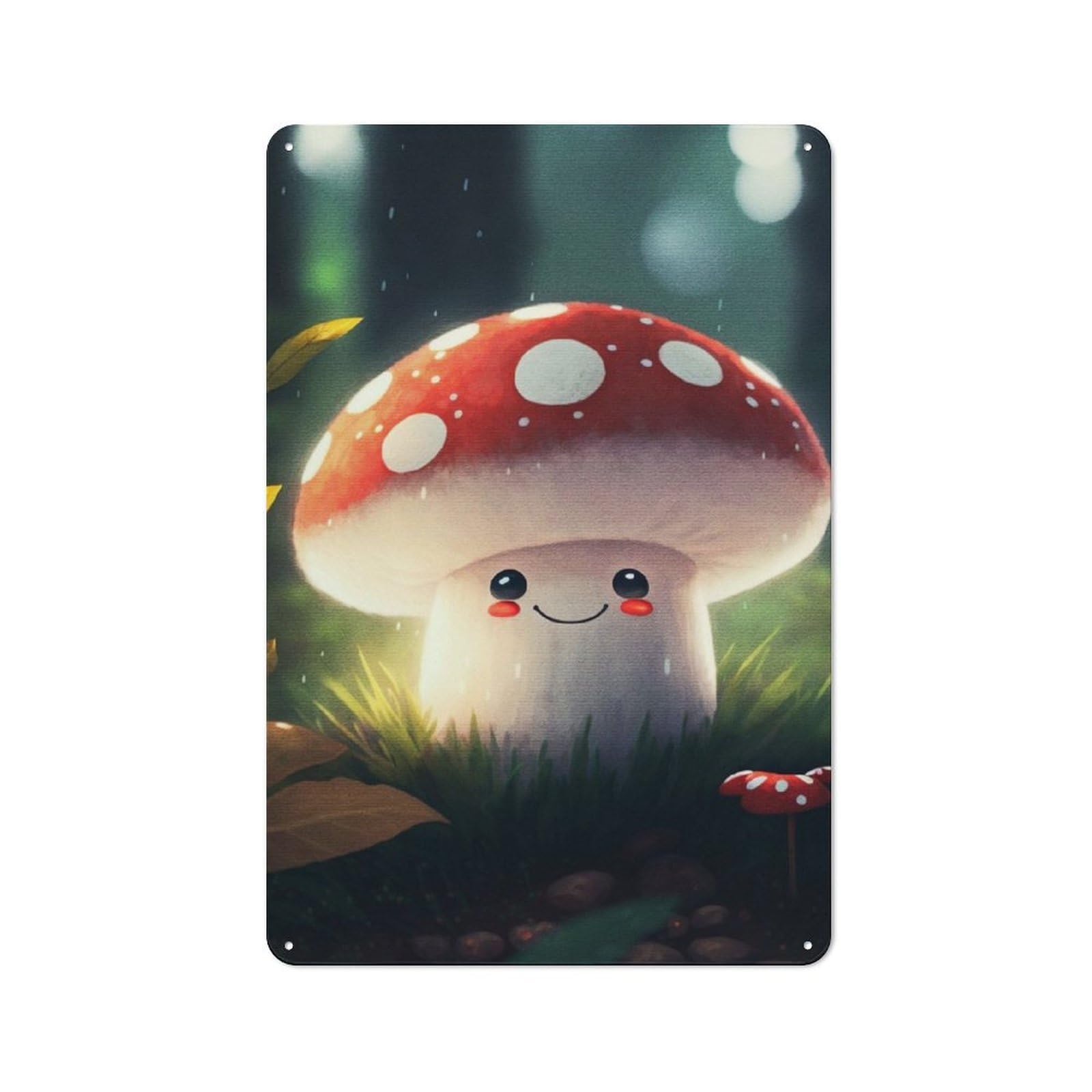Junmoney Cute Mushroom Vintage Metal Plaque 30X20cm For Dining Room Or Kitchen, For Home Decor Collectors Refreshing A Room In Autumn