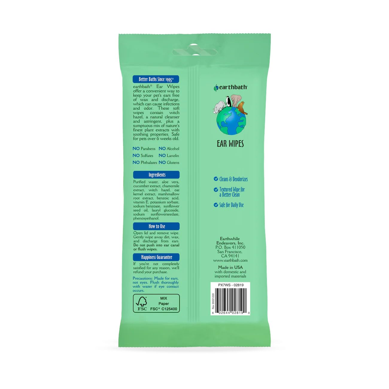 Earthbath Ear Wipes Witch Hazel & Chamomile 30 Wipes - image 2