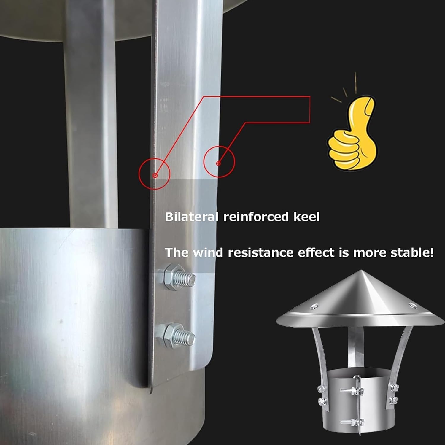 Genérico Sombrero para Chimenea de Acero Inoxidable, Protector contra Lluvia para Estufas de Leña - Protege de Lluvia, Nieve, Escombros y AnimalesSilver,Diameter120mm